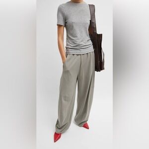 Tibi lightweight sweatshirting Winslow pant sweatpants dark stone tan small